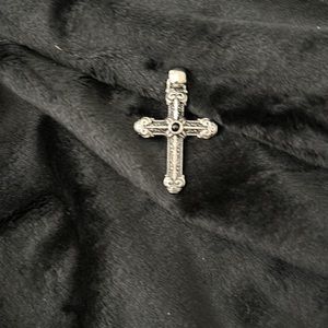Stainless steel Cross pendant with black onyx stone